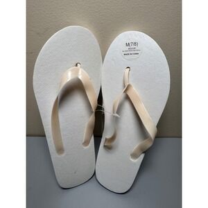 Tropic Sun Flip Flops White Solid Slip On‎ Women's Sandals Size 7/8 New